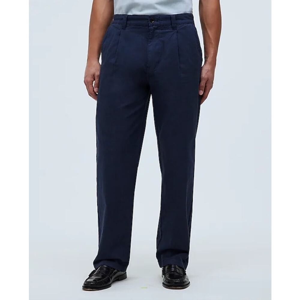 Madewell Cotton Hemp Blend Pleated Relaxed Straight Trouser US Men's 35X32